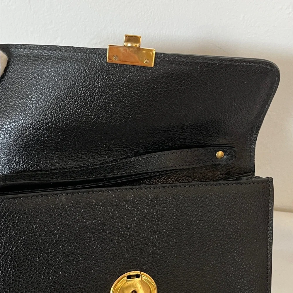 Ferragamo Vintage Black Leather Locking Portfolio/Wristlet Unisex